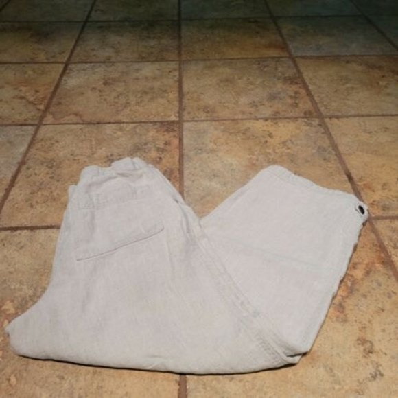 J. Jill Linen Women's Size 6P Crop Pants Beige Zip Drawstring Waist Pockets - Picture 9 of 12